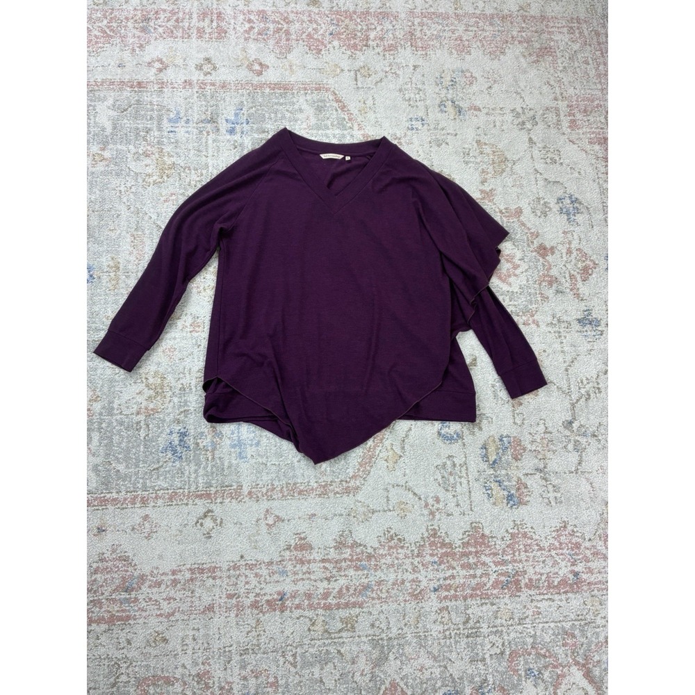 Soft Surroundings Slouchy Purple Knit Pullover High Low Curved Hem V-Neck PXL - Picture 8 of 11